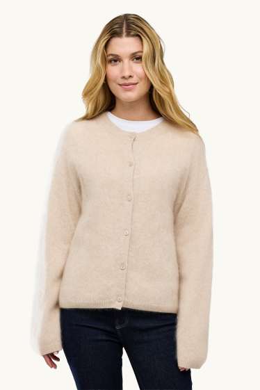 Dames - Vest van kasjmier - crème wit