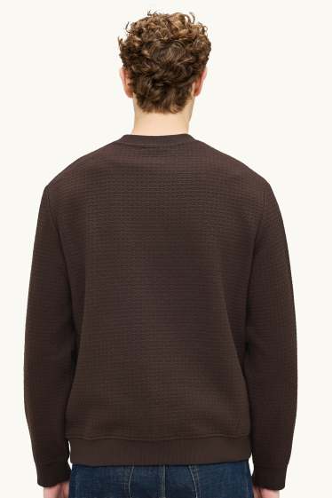 Hommes - Sweat - finition texturée - marron foncé