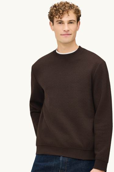 Hommes - Sweat - finition texturée - marron foncé