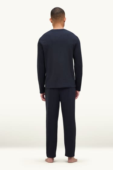 Uomo - Pigiama - tessuto tramato - blu scuro