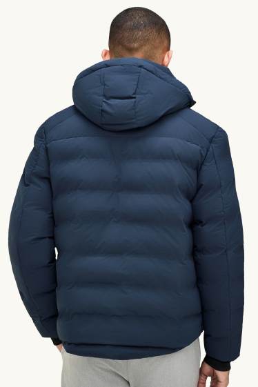 Herren - Steppjacke mit Kapuze - gefüttert - dunkelblau