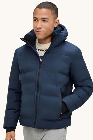 Herren - Steppjacke mit Kapuze - gefüttert - dunkelblau