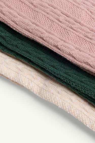 Baby Jungen - Multipack 3er - Baby-Thermo-Strumpfhose - Zopfmuster - rosa / dunkelgrün