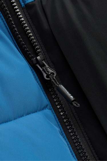 Enfants garçons - Veste de ski à capuche - doublée - déperlante - bleu / noir