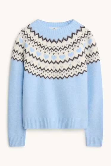 Bambine - Maglione - effetto brillante - azzurro