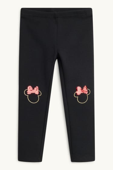 Enfants filles - Minnie Mouse - leggings chauds - effet brillant - noir