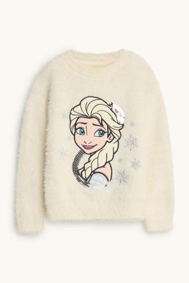 Kinder Mädchen - Die Eiskönigin - Pullover - Glanz-Effekt - cremefarben