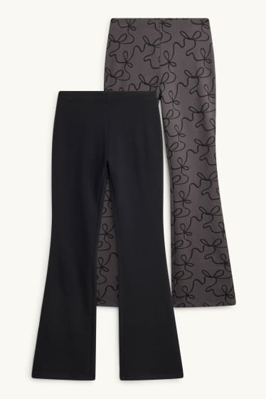 Kinderen: meisjes - Set van 2 - flared legging - grijs / zwart