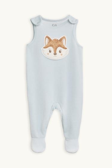 Baby Buben - Fuchs und Sterne - Strampler-Set - 2 teilig - hellblau