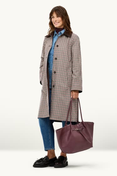Dámské - Velká kabelka shopper - imitace kůže - bordeaux