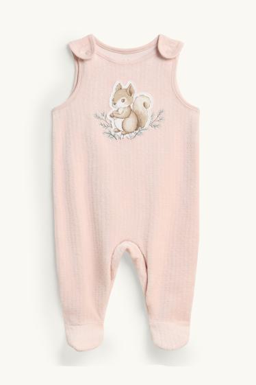 Nadó nena - Esquirol - pijama d’una peça - per a nadó - 2 peces - blanc/rosa