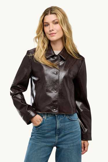 Donna - Giubbotto - similpelle - marrone scuro