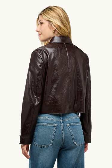 Donna - Giubbotto - similpelle - marrone scuro