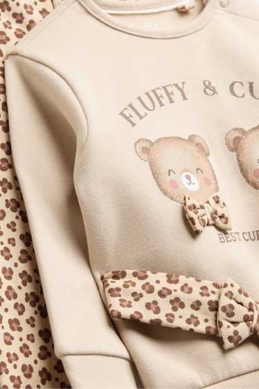 Bébés filles - Ourson - tenue pour bébé - 3 pièces - imprimé léopard - beige