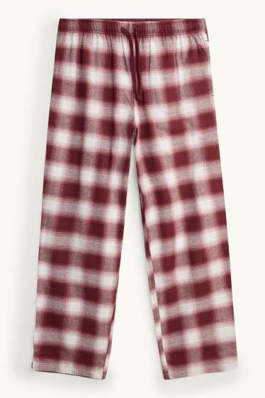Bărbați - Pantaloni de pijama din flanel - în carouri   - bordo / alb