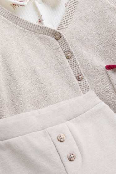 Baby Jungen - Rentier - Weihnachts-Erstlingsoutfit - 3 teilig - weiss / beige