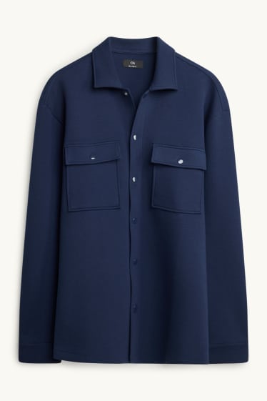 Hommes - Chemise - relaxed fit - col kent - bleu foncé