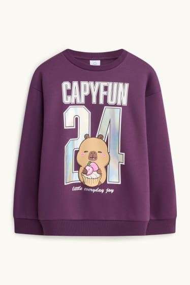 Kinderen: meisjes - CapyFun - sweatshirt - glanseffect - paars