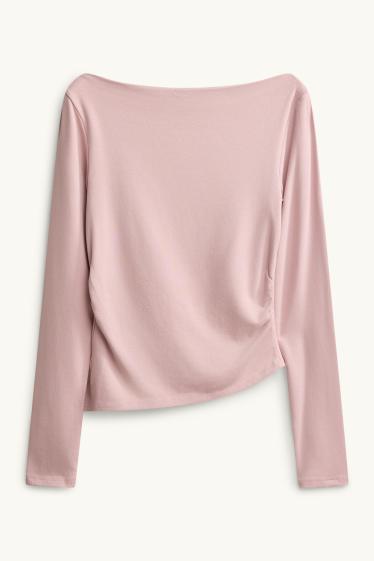 Femmes - Haut à manches longues - slim fit - rose tendre