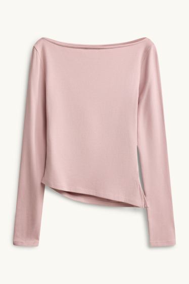 Femmes - Haut à manches longues - slim fit - rose tendre