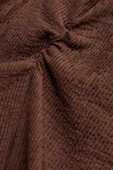 Femmes - Haut à manches longues - slim fit - finition côtelée - marron