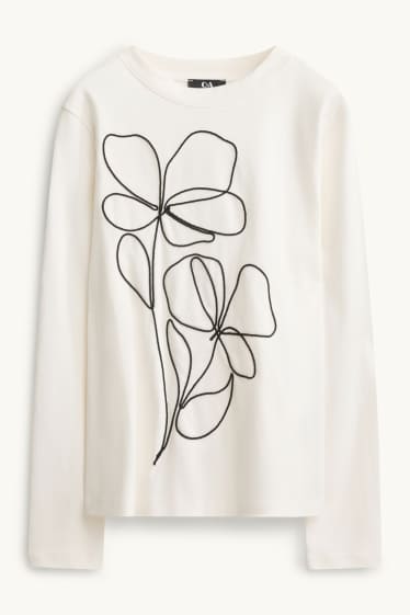 Damen - Langarmshirt - Regular Fit - cremefarben