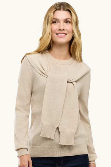 Damen - Pullover - 2-in-1-Look - beige