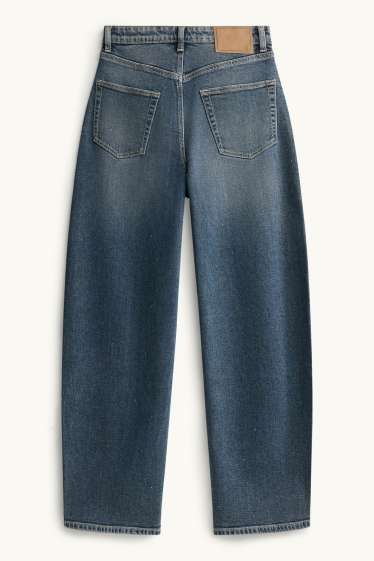 Dona - Barrel Jeans amb pedres d’estràs - high waist - texà blau