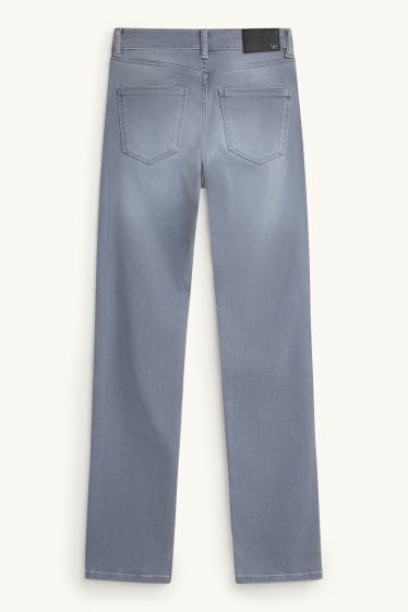 Femei - Straight jeans - talie medie - denim-albastru gri