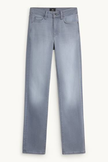 Femei - Straight jeans - talie medie - denim-albastru gri
