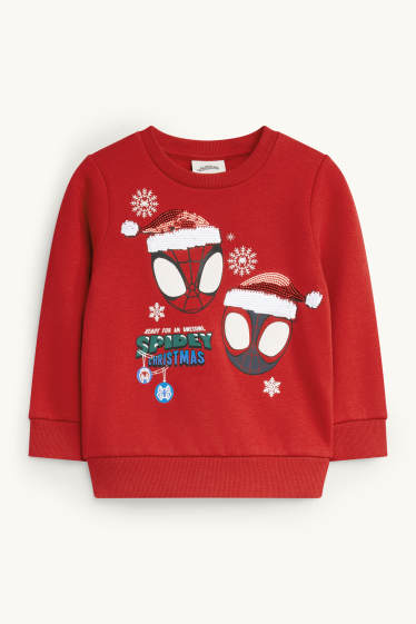 Bambini - Uomo Ragno - maglione natalizio - effetto brillante - rosso