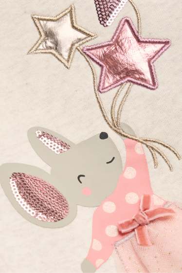 Enfants filles - Souris - sweat - effet brillant - rose / beige