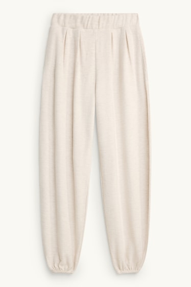 Femmes - Pantalon de jogging - finition côtelée - crème