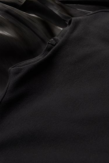 Dames - Fit & flare-jurk - glanzend - zwart