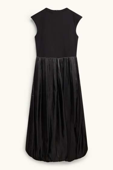Dames - Fit & flare-jurk - glanzend - zwart