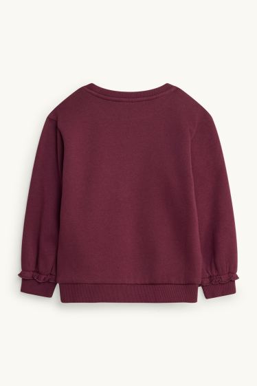 Children Girls - Lock and horse - sweatshirt - shiny - bordeaux