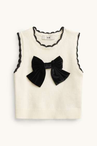 Children Girls - Bow - set - slipover and long sleeve top - 2 piece - cremewhite