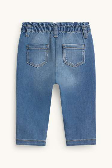 Baby Girls - Flowers and acorns - baby jeans - blue denim