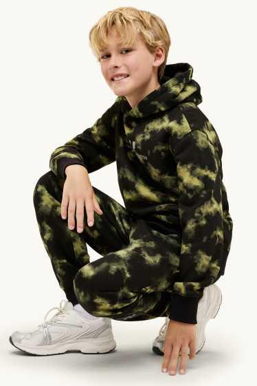 Bambini - Set - felpa con cappuccio e pantaloni sportivi - 2 pezzi - fantasia - nero
