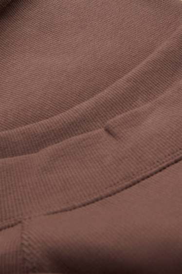 Women - Long sleeve top - slim fit - ribbed - brown
