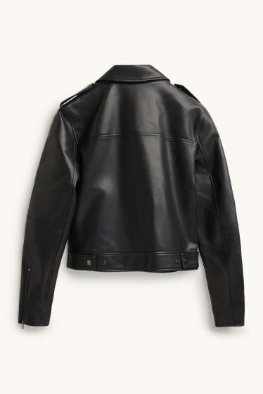 Damen - Bikerjacke - Lederimitat - schwarz