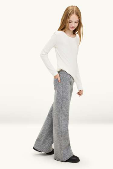 Nena - Wide Leg Jeggings - estampats - gris