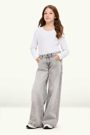 Děti - dívky - Wide leg jeans - džíny - světle šedé
