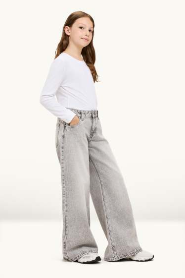 Děti - dívky - Wide leg jeans - džíny - světle šedé
