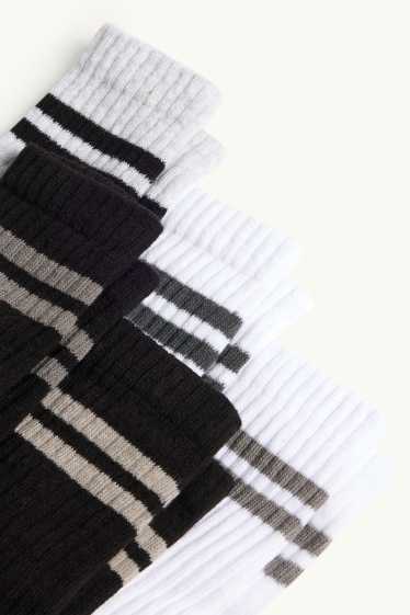 Enfants garçons - Lot de 5 paires - chaussettes - côtelées - blanc / noir