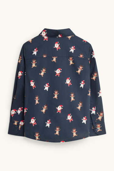 Nen - Pare Noel, ren i ninot de neu - camisa nadalenca - blau fosc