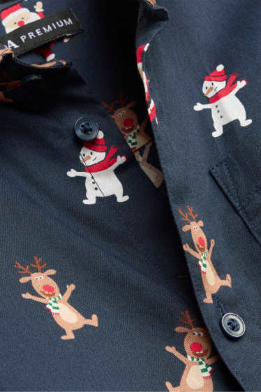 Nen - Pare Noel, ren i ninot de neu - camisa nadalenca - blau fosc