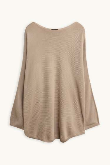 Damen - Pullover - gerippt - beige