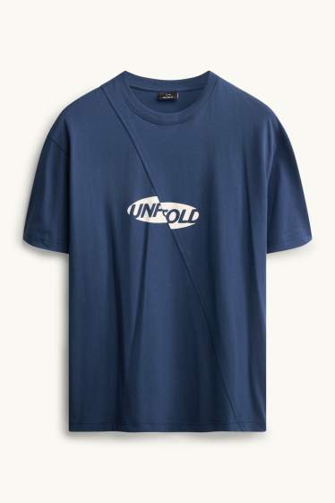 Hommes - T-shirt - relaxed fit - bleu / blanc