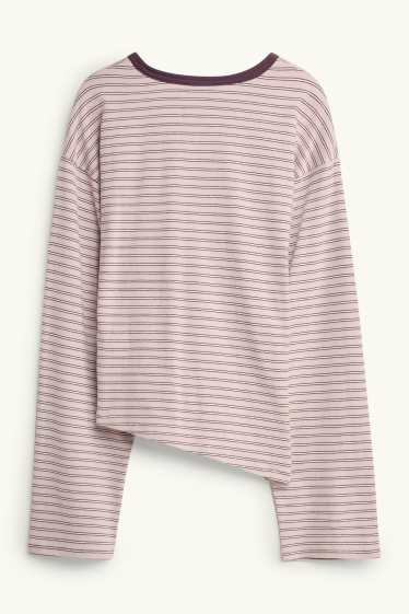 Dona - Samarreta de màniga llarga - slim fit - de ratlles - rosa